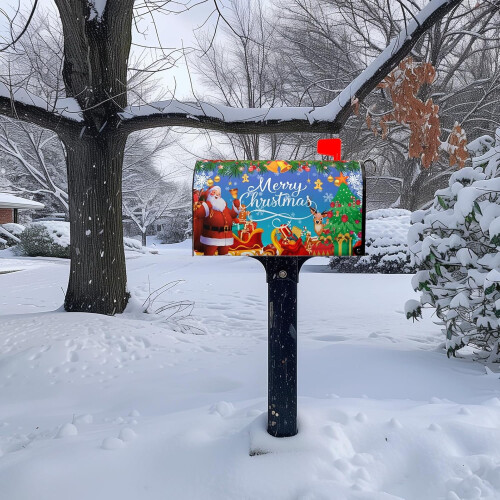 Magnetic Christmas Mailbox Cover Snowflake Deer Design 2