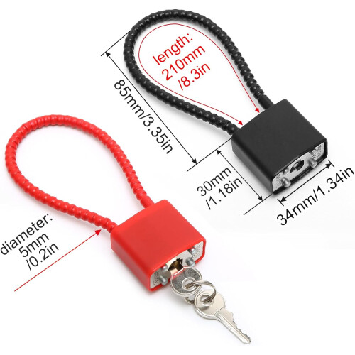 Steel Rope Padlock with Long Shackle 2-Pack 1