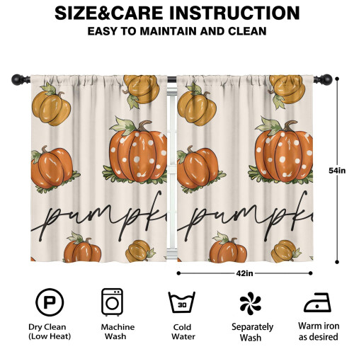 Pumpkin Pattern Thanksgiving Curtains 2 Pack 42x54 in 1