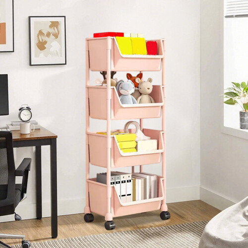 Multi-Purpose Narrow Storage Shelf Unit with Brakes (4-Pack) 1