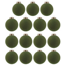 Xinwanna velvet Christmas ball ornaments green 15 pcs 3.15