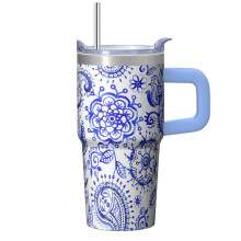 Insulated Coffee Tumbler Stainless Steel 20 oz Paisley