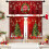 Christmas Kitchen Curtains Set Red Wreath Design 36 Inch 1