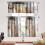 Kitchen Curtains Set Brown Beige 3-Piece Tiers and Valances 1