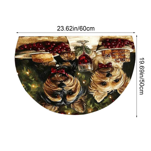 Modern Silver Semicircle Doormat Polyester 20x24 Inch 2