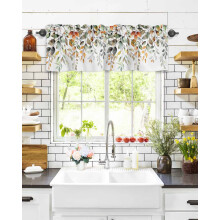Eucalyptus Leaf Curtain Valance Sage Green on White Rod