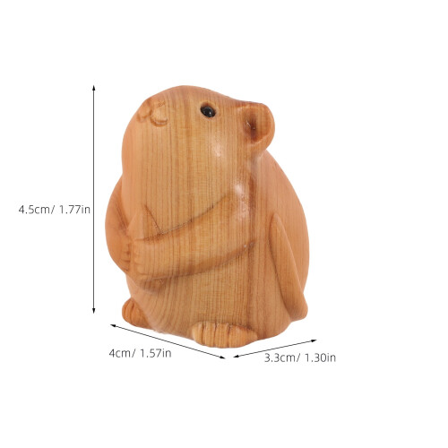 Wooden Hamster Statue Decorative 4.5 x 4 x 3.3 cm Light 1