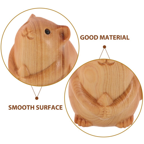 Wooden Hamster Statue Decorative 4.5 x 4 x 3.3 cm Light 2