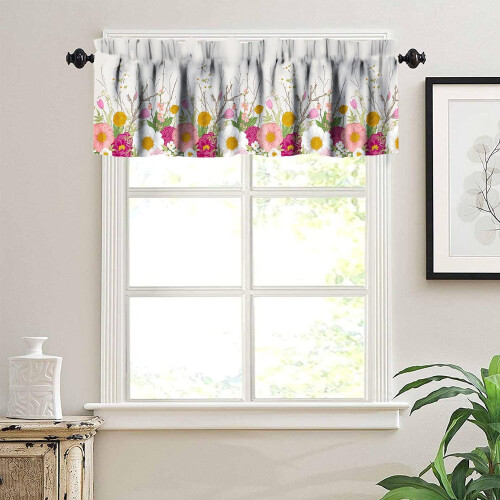 Pink Floral Window Valance for Home Decor 1 Panel 54 x 18 1