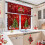 Christmas Kitchen Curtains Set Red Wreath Design 36 Inch 7