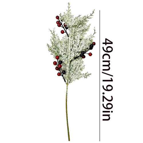 Frosted Artificial Pine Branches with Red Berries and Birds 2