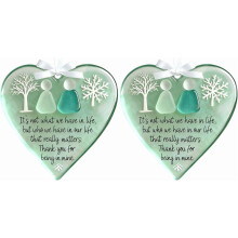 Heart-Shaped Sea Glass Ornament Green 2PCS 3.15 inch