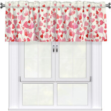 Watercolor Pink Love Heart Valance Curtains 1-Pack