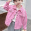 Pink Denim Jacket for Kids Collared Long Sleeve Western 2