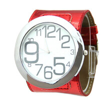 Luxury Sport Faux Leather Analog Quartz Watch Red