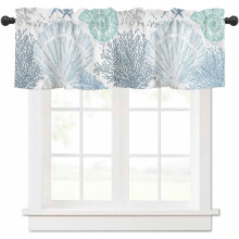 Ocean Seashell Coral Blue Valance 54x18 Rod Pocket