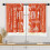 Orange and White Kitchen Curtains Modern Short Tier Set of 2 1