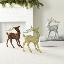 Glitter Reindeer Christmas Ornament White 2 pcs