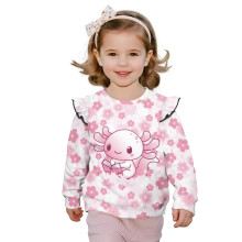 Axolotl Sweatshirt Pink Blossom Ruffle-Shoulder Girls 1-8