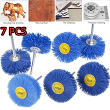 Nylon Abrasive Wheel Brush Set 7-Pack 1/4 Inch Shank Grit