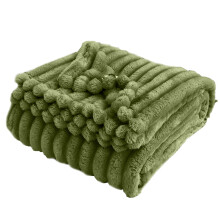 Super Soft Ribbed Fuzzy Throw Blanket Green 90.5x78.7 Inches
