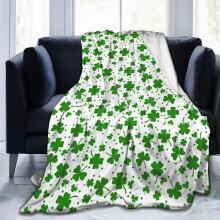 Flannel Fleece Blanket Green Lucky Shamrocks 60x50 inches
