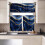 Navy Blue Marble Gold Foil Kitchen Curtains and Valance Set 7
