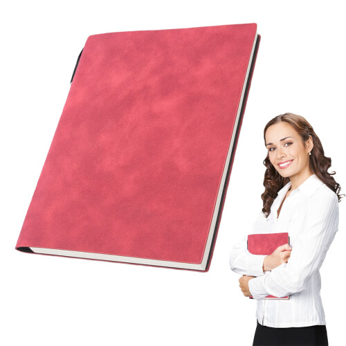 Watermelon Red A5 Soft Leather Notebook with Pen Holder 1 1