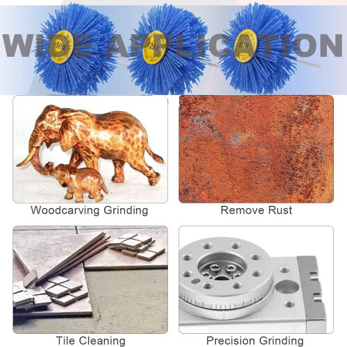 Nylon Abrasive Wheel Brush Set 7-Pack 1/4 Inch Shank Grit 2