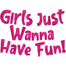 Neon Pink Glitter Banner for Girls Night Out Party Decor