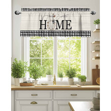 Gingham Curtain Valance Black White 42x18 Inch Rod Pocket