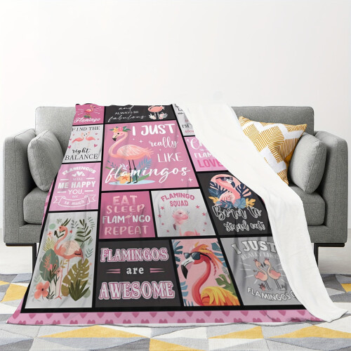 Flamingo Blanket Pink Plush Throw 1 Piece 1