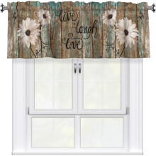 Rustic Daisy Window Valance Vintage White 54x18 Inch 1 Panel