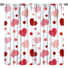 Watercolor Heart Curtains Romantic Pink Red Polka Dot