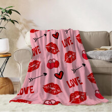 Valentine's Day Throw Blanket Twin Pink Heart Fuzzy Fleece