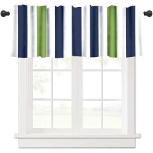 Striped Valance Curtain Navy Blue Green White 54x18 inch