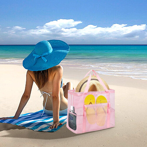 Mesh Beach Storage Bag Pink 17.7x8.3x15.7 in Nylon 1