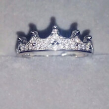 925 Silver Crystal Crown Ring for Women Size 5 to 10