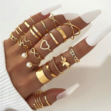 Gold Plated Chunky Dome Stackable Rings Set for Women
