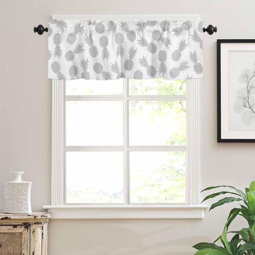 Valance Curtain Topper Silver Pineapple Texture Rod Pocket 2