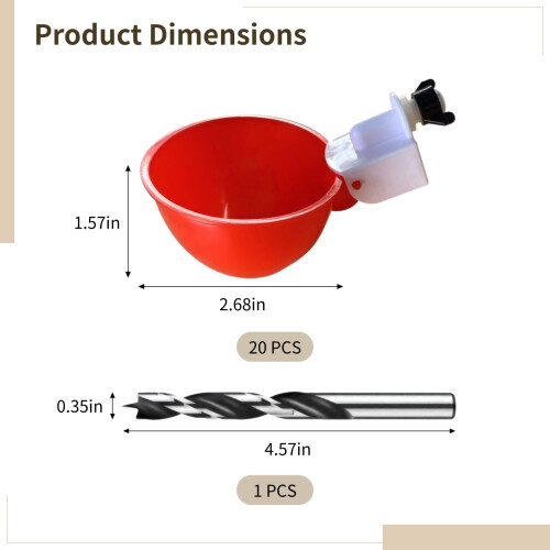 Chicken Duck Waterer Cups Kit Auto Drinking Bowl 20 pcs 2