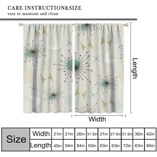 Mid-Century Atomic Pattern Thermal Curtains with Rod Pocket 1