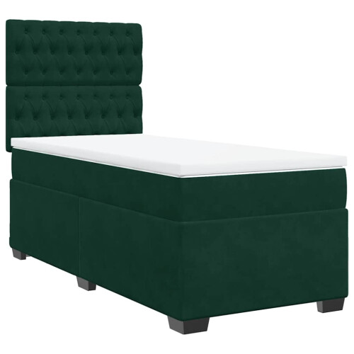 VidaXL vidaXL Boxspringbett mit Matratze Dunkelgrün 90x200 cm Samt 1
