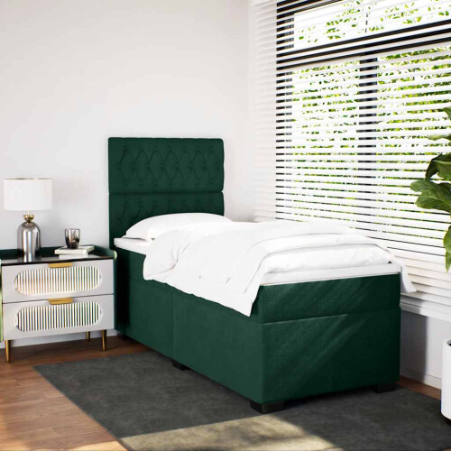 VidaXL vidaXL Boxspringbett mit Matratze Dunkelgrün 90x200 cm Samt 2