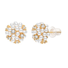 Small Pearl Stud Earrings Gold Plated 1 Pair