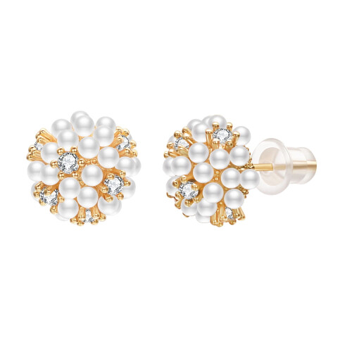 Small Pearl Stud Earrings Gold Plated 1 Pair