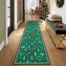 DAMAI Christmas Runner Rug 2x6 ft Red Deer Santa Design