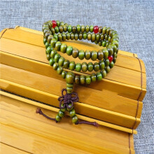 Sandalwood Prayer Beads Bracelet 6mm Brown Faux Leather