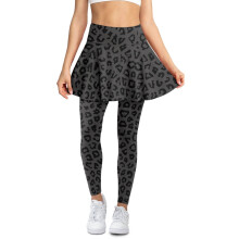 Women's Leopard Print Skirted Leggings High-Waist L