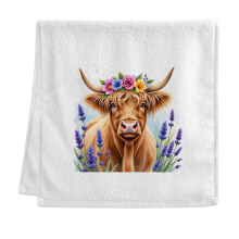 Highland Cattle Lavender Cotton Hand Towel 15.5x29.5 Inch